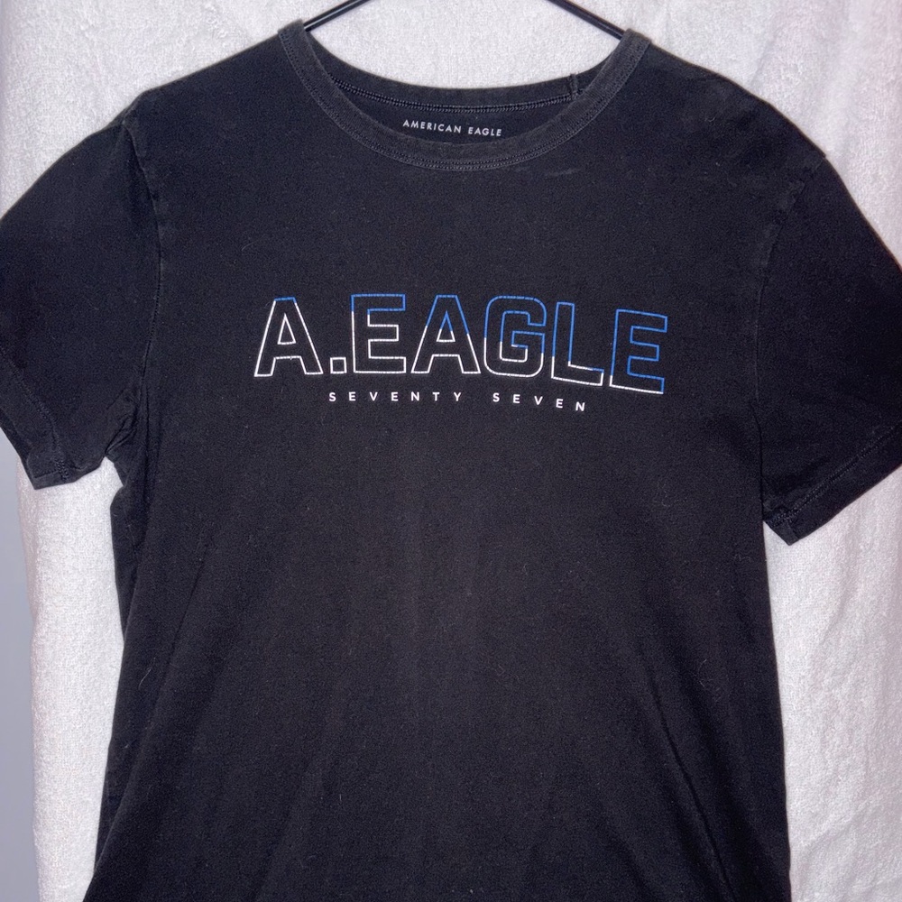 American Apparel Black Tee with Blue Accents